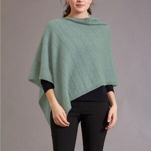 McDonald New Zealand Mint Poncho Asymmetric Neck, Sustainable Possum Merino Wool
